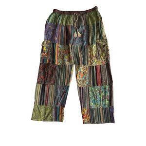 Jayli Mushroom Patchwork Pants Womens XXL Festival Hippie Bohemian Indie Beach
